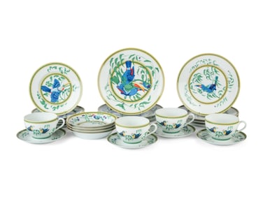 An Hermès Toucans Porcelain Dinner Service