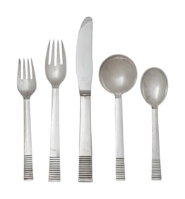 A Georg Jensen Parallel Silver Flatware Service