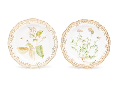 A Pair of Royal Copenhagen Flora Danica Reticulated Porcelain Platters