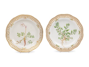 Three Royal Copenhagen Flora Danica Porcelain Reticulated Platters