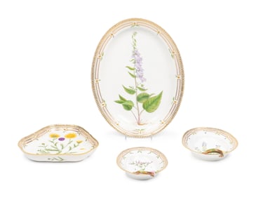 A Group of Four Royal Copenhagen Flora Danica Porcelain Serving Articles