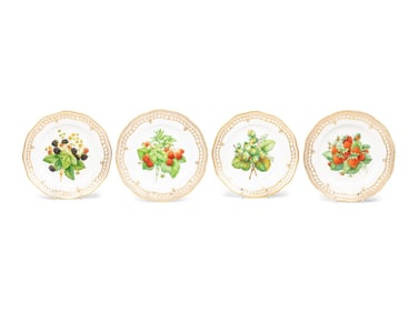 Four Royal Copenhagen Porcelain Fruit Plates