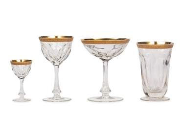 A Saint-Louis Gilt Decorated Cut Glass Stemware Service