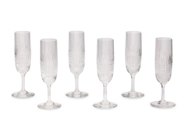 A Set of Six Baccarat Nancy Champagne Flutes