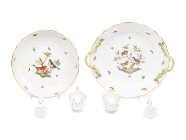 A Collection of Herend Rothschild Bird Porcelain Serving Pieces