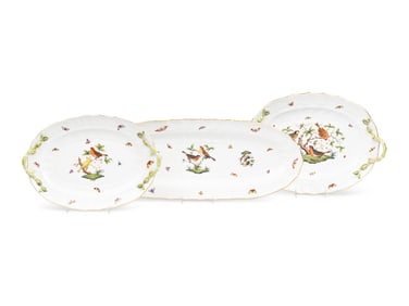 Three Herend Rothschild Bird Porcelain Platters