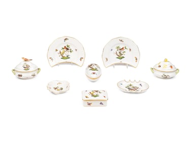 A Group of Herend Rothschild Bird Porcelain Articles