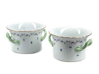 A Pair of Herend Porcelain Cache Pots
