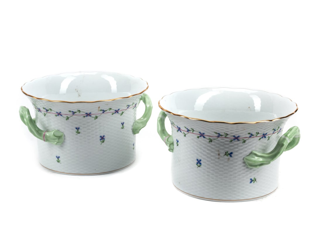 A Pair of Herend Porcelain Cache Pots (1 of 3)