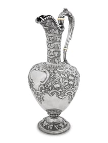 A Scottish Victorian Silver Repousse Ewer