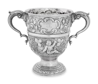 An Irish Silver Repousse Figural Loving Cup