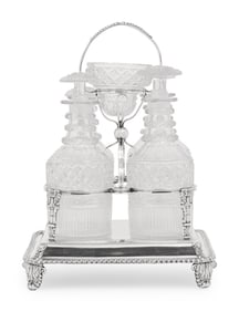 A George III Silver-Plate and Cut Glass Decanter Cruet