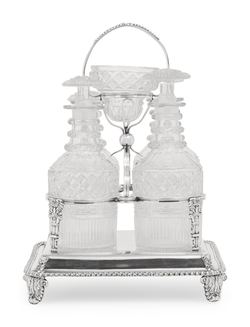 A George III Silver-Plate and Cut Glass Decanter Cruet (1 of 4)