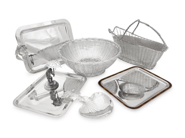 A Group of Christofle Silver-Plate Table Articles and Associated Puiforcat Vide-Poche