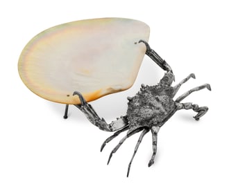 A Silver-Plate and Abalone Shell Caviar Dish