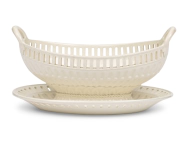 A Wedgwood Creamware Basket and Stand