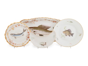 An Assembled Continental Porcelain Fish Service