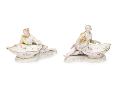 Two Meissen Porcelain Figural Sweetmeat Dishes