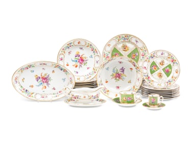 An Assembled Dresden (Schumann) Porcelain Dinner Service