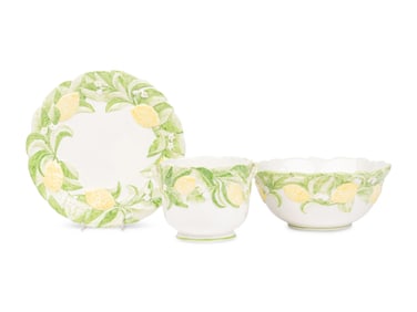 A Set of Three Italian Glazed Earthenware Articles