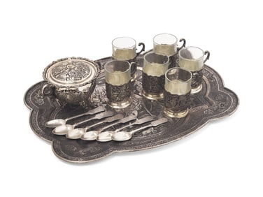 A Persian Silver Tea and Coffee Service