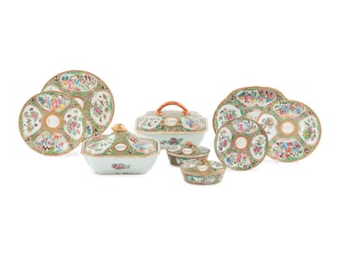 A Collection of Chinese Export Rose Medallion Porcelain Articles