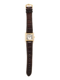 CARTIER, YELLOW GOLD AND DIAMOND 'TANK FRANÇAISE' WATCH