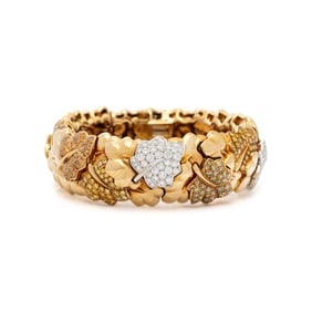 VAN CLEEF & ARPELS, YELLOW GOLD, DIAMOND, AND COLORED DIAMOND BRACELET