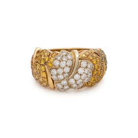 VAN CLEEF & ARPELS, YELLOW GOLD, DIAMOND, AND COLORED DIAMOND RING