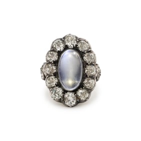ANTIQUE, MOONSTONE AND DIAMOND RING