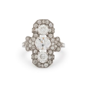 ANTIQUE, DIAMOND PLAQUE RING