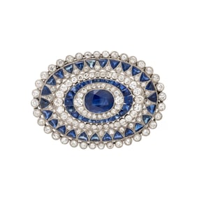 SAPPHIRE AND DIAMOND BROOCH