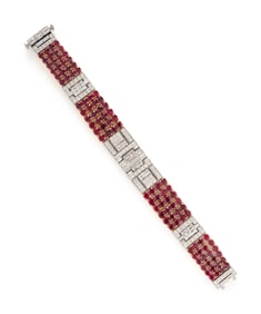 UNHEATED BURMESE RUBY AND DIAMOND BRACELET