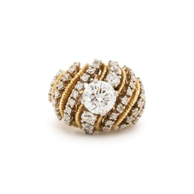 HAMMERMAN BROTHERS, DIAMOND, PLATINUM, AND YELLOW GOLD BOMBÉ RING