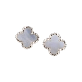 VAN CLEEF & ARPELS, MOTHER-OF-PEARL AND WHITE GOLD 'ALHAMBRA' EARRINGS