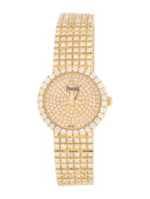 PIAGET, REF. 4354 18K YELLOW GOLD AND FACTORY DIAMOND WATCH