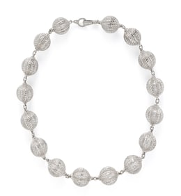 JUDITH RIPKA, WHITE GOLD AND DIAMOND 'TRUFFLE BALL' NECKLACE