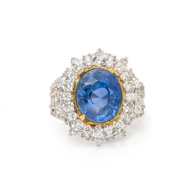 BURMESE SAPPHIRE AND DIAMOND RING