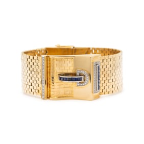 YELLOW GOLD, SAPPHIRE, AND DIAMOND BRACELET