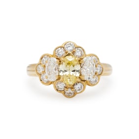 YELLOW DIAMOND AND DIAMOND RING