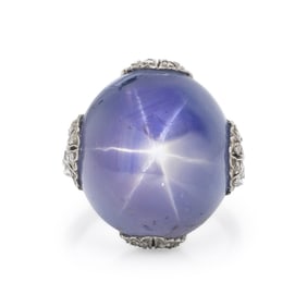 EDWARDIAN, STAR SAPPHIRE AND DIAMOND RING