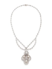 ANTIQUE, DIAMOND AND NATURAL PEARL NECKLACE