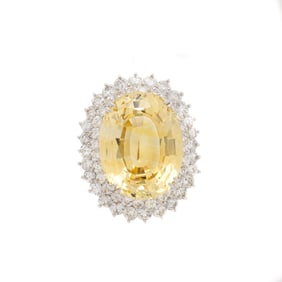 YELLOW SAPPHIRE AND DIAMOND BROOCH