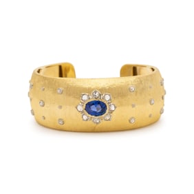 BUCCELLATI, GOLD, SAPPHIRE AND DIAMOND CUFF BRACELET