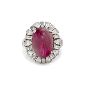 OSCAR HEYMAN, BURMESE RUBY AND DIAMOND RING