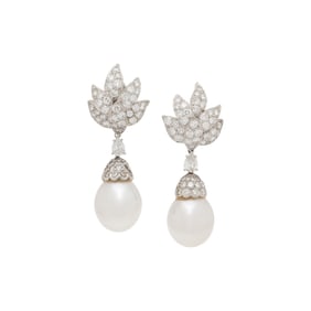 DIAMOND AND CULTURED PEARL DAY NIGHT EARRINGS