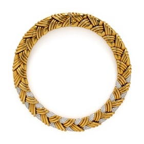 CRAIG DRAKE, YELLOW GOLD AND DIAMOND COLLAR NECKLACE