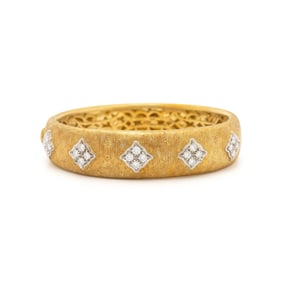 H. GOLD, BICOLOR GOLD AND DIAMOND BANGLE BRACELET