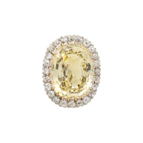 YELLOW SAPPHIRE AND DIAMOND BROOCH