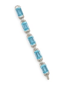AQUAMARINE AND DIAMOND BRACELET